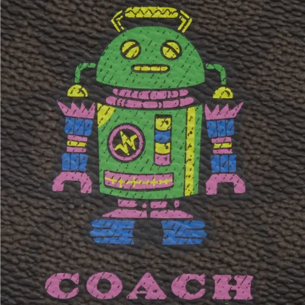 COACH COSMIC ZIP CARD CASE WITH ROBOT PRINT CW223 walnut multi - Picture 6 of 7